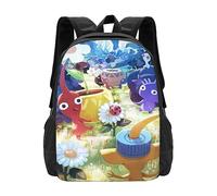 Pikmin - Mochilas duraderas de anime con impresión 3D para laptop, viajes, camping, senderismo, mochila de hombro Pikmin para hombres y mujeres, Negro, Talla única