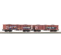 Piko H0 28338 - Set De 2 Vagonetas Abiertas Eaos DB AG VI Con Graffiti Nuevo
