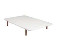 PIKOLIN | Base tapizada Transpirable Tejido 3D | 135x190 cm | Color Blanco | Estructura Reforzada | Alta Durabilidad | 4 Patas Color Cerezo incluídas | Entrega y Montaje Incluido