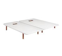 PIKOLIN Base tapizada Transpirable Tejido 3D | 180x200 cm - 2 Bases de Ancho 90 cm con pletina de unión y 4 Patas | Color Blanco | Estructura Reforzada | Alta Durabilidad | Entrega y Montaje Incluido