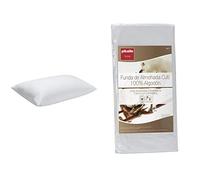 Pikolin Home - Almohada De Fibra, Antiácaros 100% Algodón, Firmeza Media-Alta, 40X70Cm, Altura 20Cm (Todas Las Medidas) + - Funda De Almohada Cutí, 100% Algodón Satén, 40X70Cm (Todas Las Medidas)