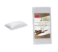 Pikolin Home - Almohada De Fibra con Tratamiento Aloe Vera, Firmeza Baja, 40X135Cm (Todas Las Medidas) + - Funda De Almohada Cutí, 100% Algodón Satén, 40X135Cm (Todas Las Medidas)