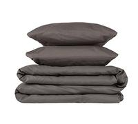 Pikolin Home - Juego de funda nórdica en algodón, transpirable, de 150 hilos de calidad en color gris