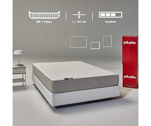 PIKOLIN Leah - Colchón Viscoelástico y Espuma HR | Altura 24cm | 135x190 | Firmeza Alta | Confort Visco | Calidad Óptima | Protección Higiénica Total