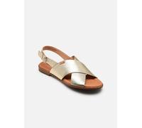 PIKOLINOS Sandalias planas salomé de piel Valencia. Color platino