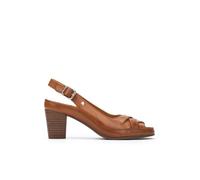 Pikolinos Almenara Sandalias Tacón Mujer | en Cuero | Hebilla | Tacón Alto | Marrón claro