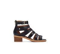 Pikolinos Blanes Sandalias Tacón Mujer | en Cuero | Cremallera | Negro