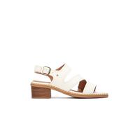 Pikolinos Blanes Sandalias Tacón Mujer | en Cuero | Hebilla | Blanco