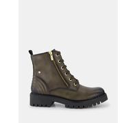 Pikolinos Botines Avilés de mujer en piel con plataforma y cremallera lateral. Kaki 38
