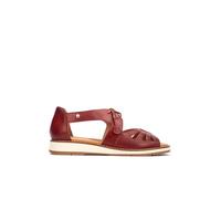Pikolinos Roquetas Sandalias Planas Mujer | en Cuero | Cordones | Rojo