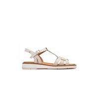 Pikolinos Roquetas Sandalias Planas Mujer | en Cuero | Hebilla | Blanco