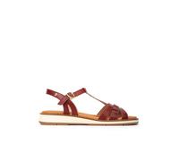 Pikolinos Roquetas Sandalias Planas Mujer | en Cuero | Hebilla | Rojo