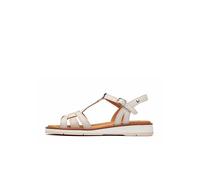 Pikolinos Roquetas Sandalias Planas Mujer | en Cuero | Cierre con Hebilla | Talla EU 35-42 en color Blanco