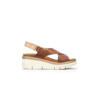Pikolinos Sandalias cuña en Cuero Gomera para Mujer Color Brandy