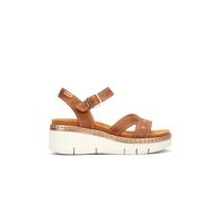 Pikolinos Sandalias cuña en Cuero Gomera para Mujer Color Brandy