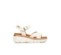 Pikolinos Sandalias cuña en Cuero Gomera para Mujer en Color Blanco