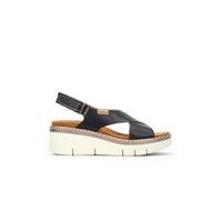 Pikolinos Sandalias cuña en Cuero Gomera para Mujer en Color Negro
