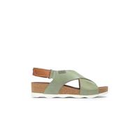 Pikolinos Sandalias cuña en Cuero Mahon para Señora Color Mint Green