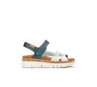 Pikolinos Sandalias cuña en Cuero Palma para Mujer en Color Azul