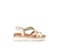 Pikolinos Sandalias cuña en Cuero Palma para Señora Color Nata