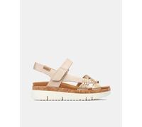 Pikolinos Sandalias cuña en Cuero Palma para Mujer Color Champagne