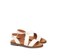 PIKOLINOS Sandalias de piel con suela plana. Color Blanco