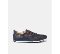 Pikolinos Zapatillas de hombre en piel de color azul con picado. Azul marino 42