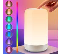 PIKOY Lámpara recargable, RGB y 10 de brillo táctil, 1800 mAh, inalámbrica y recargable para dormitorio y lámparas táctiles, lámpara portátil para dormitorio, luz nocturna para niños, luz nocturna