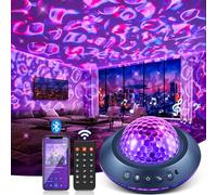 PIKOY Proyector de cielo estrellado Lux Ocean Lamp: proyector Galaxy con 45 modos de luz, 15 sonidos blancos, altavoces Bluetooth Hi-Fi, ondas de agua y cielo estrellado
