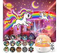 PIKOY Proyector de Luz Nocturna Para Niños Con 15 Películas y Máquina de Sonido, Control Remoto Para Habitación Infantil