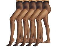 PIKY PACK 5 PARES Medias Veladas, Medias Transparentes, Leotardos Mujer, Leotardos 20 DEN | Natural, Negro | S, M, L, XL | Made in Italy (S, Negro)