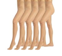 PIKY PACK 5 PARES Medias Veladas, Medias Transparentes, Leotardos Mujer, Leotardos 20 DEN | Natural, Negro | S, M, L, XL | Made in Italy (L, Natural)