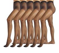 PIKY PACK 6 PARES Medias para Mujer 20 DEN, Medias Transparentes, Panty acabado Satinado, Panty Nude, Medias Finas, Made in Italy (FR/ES, Letras, S, Regular, Regular, Negro)