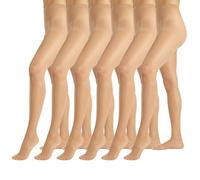 PIKY PACK 6 PARES Medias para Mujer 20 DEN, Medias Transparentes, Panty acabado Satinado, Panty Nude, Medias Finas, Made in Italy (FR/ES, Letras, S, Regular, Regular, Natural)