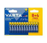 Pila alcalina Longlife Power AAA LR03, Blister de 12 Unidades, Dimensiones Ø10,5x44,5 mm, Ideal para Dispositivos electrónicos y Juguetes.