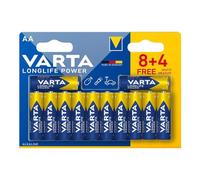 Pila ALKALINA Long Life Power AA LR06, Blister de 12 Unidades, Ø14,5x50,5mm, Ideal para Dispositivos electrónicos y Control Remoto.