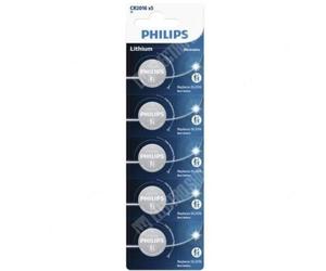 Pila botón Philips Minicells CR2016P5/01B Litio 3V pack 5 unidades