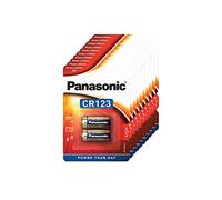 Pila cilíndrica de Litio Panasonic CR123 para Dispositivos Ligeros con Alta Demanda de energía como detectores de Humo, Sistemas de Alarma, Faros, cámaras, 3 V, 10 Paquetes (20 Unidades)