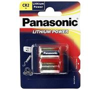 Pila cilíndrica de litio Panasonic CR2 para dispositivos ligeros con alta demanda de energía como detectores de humo, sistemas de alarma, faros, cámaras, 3 V, paquete de 2 unidades