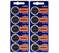 Pila CR2032 3 V Litio - Lote de 10 pilas CR2032 de botón planas Murata CR 2032 de 3 voltios, ideal para reloj, mando a distancia, capacid...