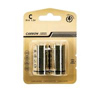 Pila de Carbono-Zinc R14 C 1,5 V - Pack de 2 Unidades Ideal para Dispositivos de Baja energía, linternas y Juguetes.