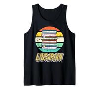 Pila de Libros Bibliotecario Vintage Círculo Retro Camiseta sin Mangas