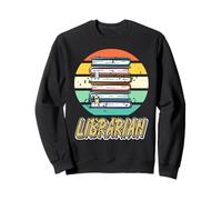 Pila de Libros Bibliotecario Vintage Círculo Retro Sudadera