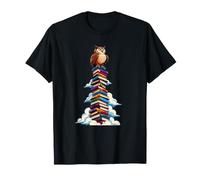 Pila De Libros con Búho Sabio En Nubes Cielo Camiseta