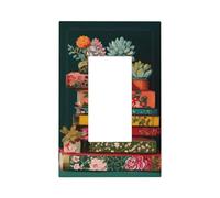 Pila de libros en maceta, interruptor de luz, placa de pared, cubierta de placa frontal, 1 banda, decorador, receptáculo, para decoración del hogar, cocina, habitación, baño