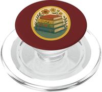 Pila de Libros Vintage con Estampado Floral, Estilo Lector otoñal, Retro y Acogedor PopSockets PopGrip para MagSafe