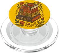 Pila de Libros Vintage con Estampado Floral, Estilo Lector otoñal, Retro y Acogedor PopSockets PopGrip para MagSafe