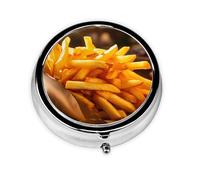 Pila de papas fritas. Este pastillero de viaje pequeño, redondo y de tres compartimentos es perfecto para almacenar medicamentos diarios, vitaminas y sobre la marcha.