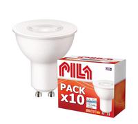 PILA Pack de 10 Bombillas LED GU10, 4.7W (= 50W), Luz Blanca Neutra (4000K), 460 Lúmenes, 36º (Luz de acento), No regulable, CRI80, 15.000h de Vida Útil