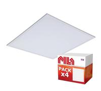 PILA Pack de 4 Paneles LED, 40W, Cuadrado 60x60cm, No regulable, Luz Blanca Neutra (4000K), 4000 Lúmenes, CRI80, UGR22, 35.000h de Vida Útil